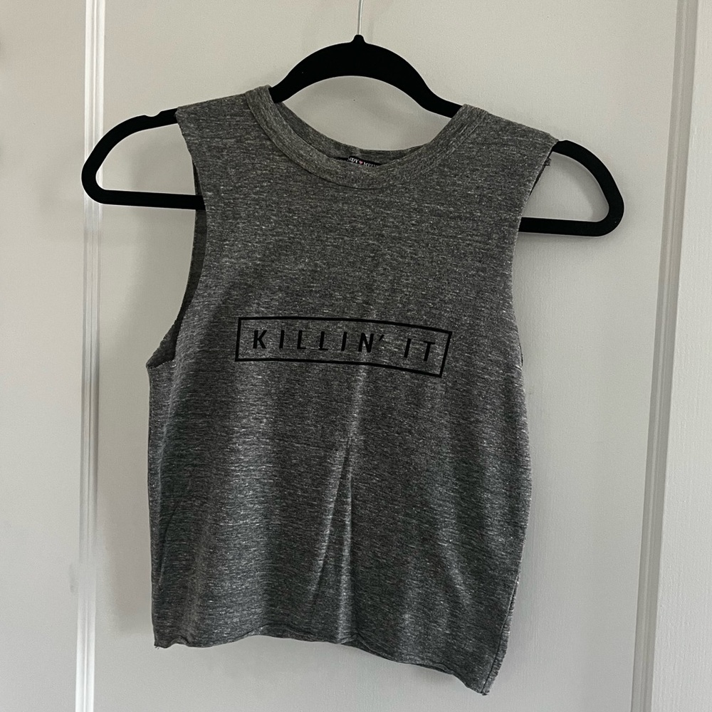 Brandy Melville Gray "Killin' It" Muscle Tank